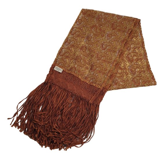 Embroidered Fringe Scarf Women Rayon Polyester 72 x 8.5 Shawl Wrap Paisley - Picture 8 of 9